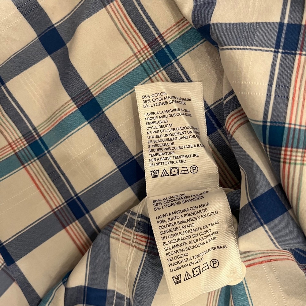 Tommy Bahama Button Down Men‎ Medium Blue Plaid Sarasota Stretch Coolmax - Picture 8 of 8